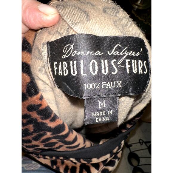 DONNA SALYERS FABULOUS FURS VELVETY LEOPARD HOODIE OVERSIZED PULLOVER M - Picture 3 of 6